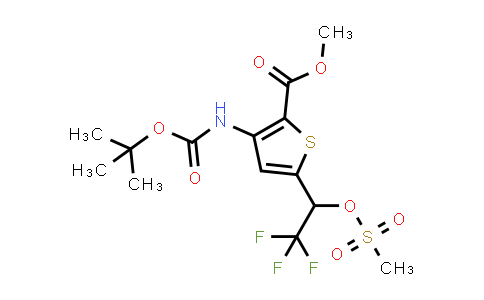 CAS No. 2163771-83-1, Methyl 3-((tert-butoxycarbonyl)amino)-5-(2,2,2-trifluoro-1-((methylsulfonyl)oxy)ethyl)thiophene-2-carboxylate