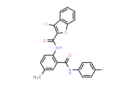 MC540969 | 216985-39-6 | Benzo[b]thiophene-2-carboxamide, 3-chloro-N-[2-[[(4-fluorophenyl)amino]carbonyl]-4-methylphenyl]-
