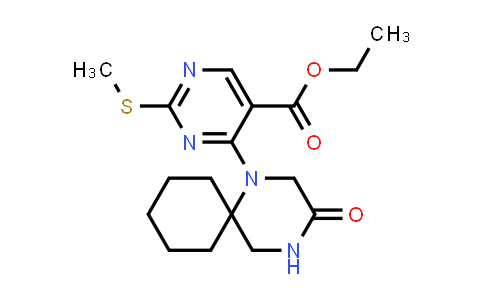 CAS No. 2170746-95-7, Ethyl 2-(methylthio)-4-(3-oxo-1,4-diazaspiro[5.5]undecan-1-yl)pyrimidine-5-carboxylate