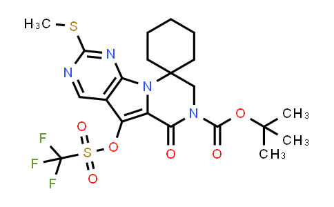 CAS No. 2170746-98-0, tert-Butyl 2'-(methylthio)-6'-oxo-5'-(((trifluoromethyl)sulfonyl)oxy)-6'H-spiro[cyclohexane-1,9'-pyrazino[1',2':1,5]pyrrolo[2,3-d]pyrimidine]-7'(8'H)-carboxylate