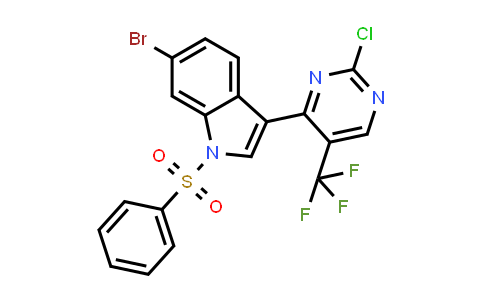 CAS No. 2173193-44-5, 6-Bromo-3-(2-chloro-5-(trifluoromethyl)pyrimidin-4-yl)-1-(phenylsulfonyl)-1H-indole