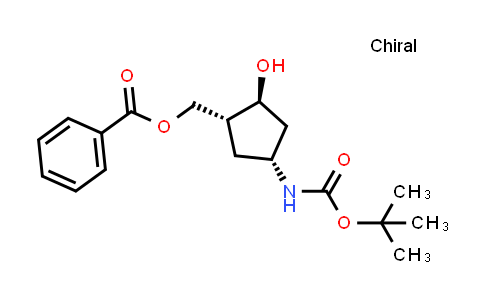CAS No. 2177258-94-3, ((1R,2S,4R)-4-((tert-Butoxycarbonyl)amino)-2-hydroxycyclopentyl)methyl benzoate