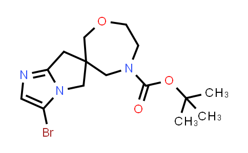 CAS No. 2177263-33-9, tert-butyl 3'-bromo-5',7'-dihydrospiro[[1,4]oxazepane-6,6'-pyrrolo[1,2-a]imidazole]-4-carboxylate