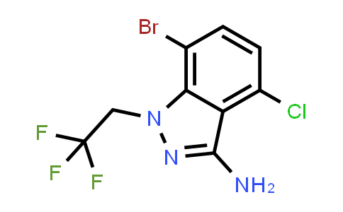 CAS No. 2189684-52-2, 7-Bromo-4-chloro-1-(2,2,2-trifluoroethyl)-1H-indazol-3-amine