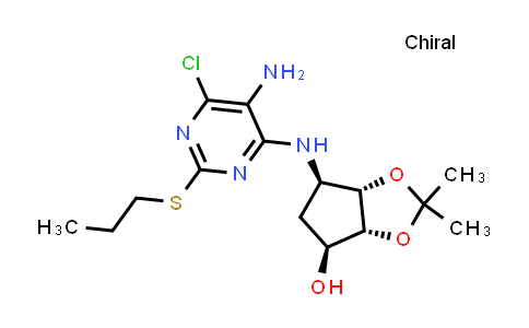 CAS No. 220241-60-1, (3aR,4S,6R,6aS)-6-((5-amino-6-chloro-2-(propylthio)pyrimidin-4-yl)amino)-2,2-dimethyltetrahydro-3aH-cyclopenta[d][1,3]dioxol-4-ol
