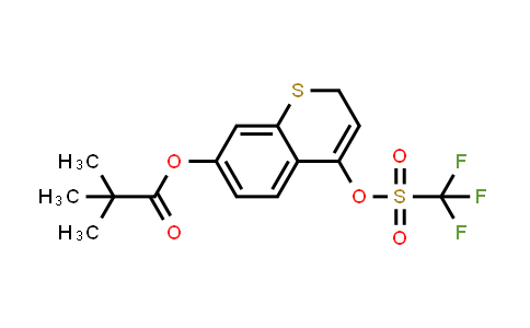 CAS No. 2226904-96-5, 4-(((Trifluoromethyl)sulfonyl)oxy)-2H-thiochromen-7-yl pivalate