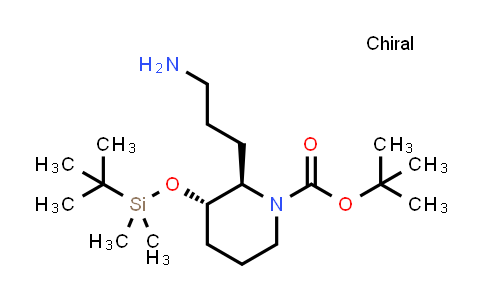 CAS No. 2241812-39-3, tert-Butyl (2R,3S)-2-(3-aminopropyl)-3-((tert-butyldimethylsilyl)oxy)piperidine-1-carboxylate