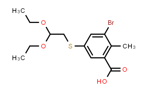 CAS No. 2246311-98-6, 3-Bromo-5-((2,2-diethoxyethyl)thio)-2-methylbenzoic acid