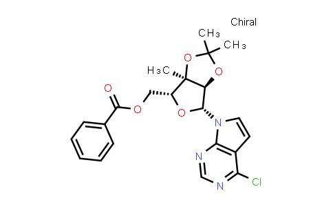 CAS No. 2278357-60-9, ((3aR,4R,6R,6aR)-6-(4-Chloro-7H-pyrrolo[2,3-d]pyrimidin-7-yl)-2,2,3a-trimethyltetrahydrofuro[3,4-d][1,3]dioxol-4-yl)methyl benzoate