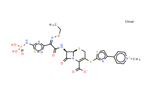 CAS No. 229016-73-3, Pyridinium, 4-[2-[[(6R,7R)-2-carboxy-7-[[(2Z)-2-(ethoxyimino)-2-[5-(phosphonoamino)-1,2,4-thiadiazol-3-yl]acetyl]amino]-8-oxo-5-thia-1-azabicyclo[4.2.0]oct-2-en-3-yl]thio]-4-thiazolyl]-1-methyl-, inner salt