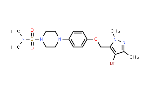 CAS No. 2351218-68-1, 4-(4-((4-Bromo-1,3-dimethyl-1H-pyrazol-5-yl)methoxy)phenyl)-N,N-dimethylpiperazine-1-sulfonamide