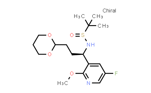 CAS No. 2374199-64-9, (R)-N-((R)-3-(1,3-Dioxan-2-yl)-1-(5-fluoro-2-methoxypyridin-3-yl)propyl)-2-methylpropane-2-sulfinamide