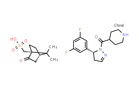 CAS No. 2376846-87-4, (R)-(5-(3,5-Difluorophenyl)-4,5-dihydro-1H-pyrazol-1-yl)(piperidin-4-yl)methanone ((1R,4S)-7,7-dimethyl-2-oxobicyclo[2.2.1]heptan-1-yl)methanesulfonate