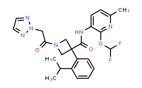 MC543563 | 2396670-81-6 | 1-(2-(2H-1,2,3-Triazol-2-yl)acetyl)-N-(2-(difluoromethoxy)-6-methylpyridin-3-yl)-3-(2-isopropylphenyl)azetidine-3-carboxamide