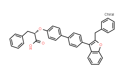 CAS No. 250341-82-3, Benzenepropanoic acid, α-[[4'-[2-(phenylmethyl)-3-benzofuranyl][1,1'-biphenyl]-4-yl]oxy]-, (αS)-