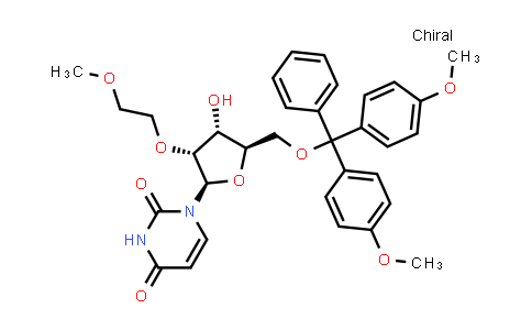 CAS No. 251647-51-5, 1-((2R,3R,4R,5R)-5-((Bis(4-methoxyphenyl)(phenyl)methoxy)methyl)-4-hydroxy-3-(2-methoxyethoxy)tetrahydrofuran-2-yl)pyrimidine-2,4(1H,3H)-dione