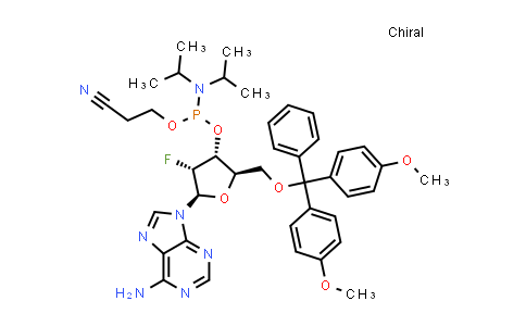 CAS No. 252770-65-3, (2R,3R,4R,5R)-5-(6-Amino-9H-purin-9-yl)-2-((bis(4-methoxyphenyl)(phenyl)methoxy)methyl)-4-fluorotetrahydrofuran-3-yl (2-cyanoethyl) diisopropylphosphoramidite