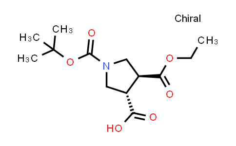 CAS No. 252919-44-1, rel-(3S,4S)-1-(tert-Butoxycarbonyl)-4-(ethoxycarbonyl)pyrrolidine-3-carboxylic acid
