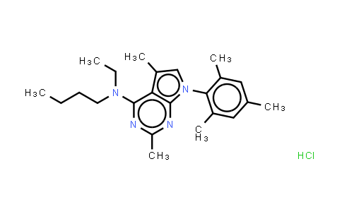CAS No. 257639-98-8, 7H-Pyrrolo[2,3-d]pyrimidin-4-amine, N-butyl-N-ethyl-2,5-dimethyl-7-(2,4,6-trimethylphenyl)-, (Hydrochloride) (1:1)