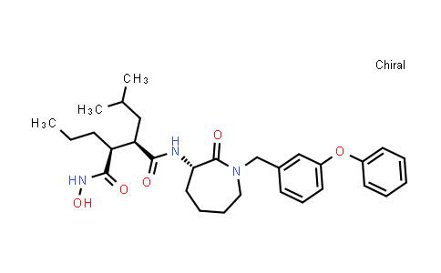 CAS No. 258870-13-2, Butanediamide, N1-[(3S)-hexahydro-2-oxo-1-[(3-phenoxyphenyl)methyl]-1H-azepin-3-yl]-N4-hydroxy-2-(2-methylpropyl)-3-propyl-, (2R,3S)-