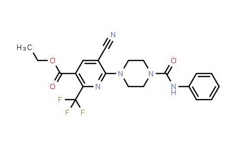 CAS No. 266680-11-9, Ethyl 5-cyano-6-(4-(phenylcarbamoyl)piperazin-1-yl)-2-(trifluoromethyl)nicotinate