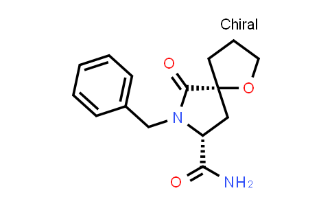 CAS No. 267425-80-9, 1-Oxa-7-azaspiro[4.4]nonane-8-carboxamide, 6-oxo-7-(phenylmethyl)-, (5R,8R)-rel-
