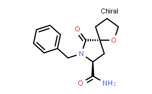 CAS No. 267425-82-1, 1-Oxa-7-azaspiro[4.4]nonane-8-carboxamide, 6-oxo-7-(phenylmethyl)-, (5R,8S)-rel-