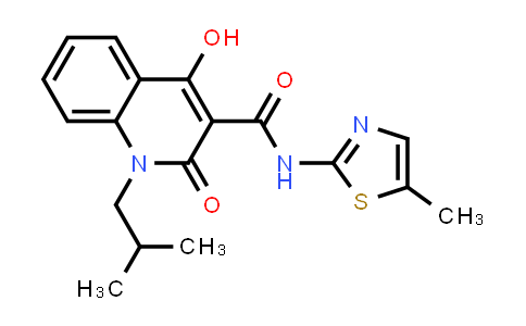 CAS No. 280112-24-5, 3-Quinolinecarboxamide, 1,2-dihydro-4-hydroxy-1-(2-methylpropyl)-N-(5-methyl-2-thiazolyl)-2-oxo-