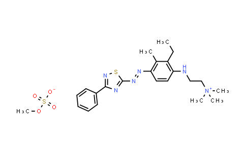 CAS No. 28313-51-1, 2-Ethyl3-methyl-4-(3-phenyl-1,2,4-thiadiazol-5-yl)azophenylaminoethyltrimethylammonium methyl sulphate