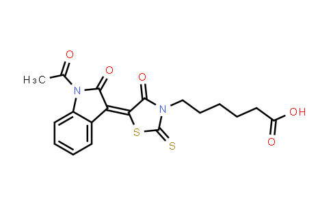 CAS No. 300816-71-1, 6-(5-(1-Acetyl-2-oxoindolin-3-ylidene)-4-oxo-2-thioxothiazolidin-3-yl)hexanoic acid