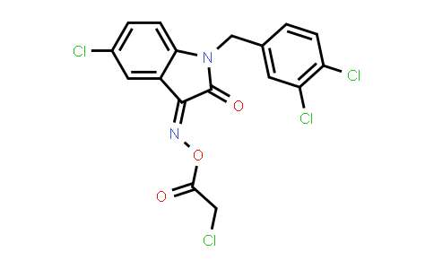 CAS No. 303998-56-3, 1H-Indole-2,3-dione, 5-chloro-1-[(3,4-dichlorophenyl)methyl]-, 3-[O-(2-chloroacetyl)oxime]