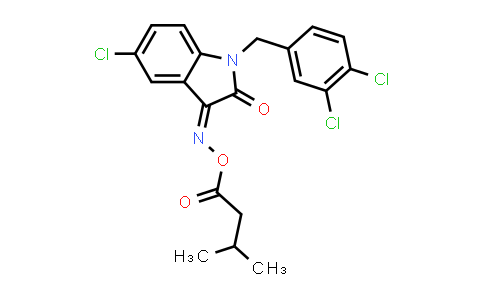 CAS No. 303998-57-4, 1H-Indole-2,3-dione, 5-chloro-1-[(3,4-dichlorophenyl)methyl]-, 3-[O-(3-methyl-1-oxobutyl)oxime]
