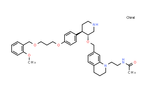 CAS No. 304025-53-4, Acetamide, N-[2-[3,4-dihydro-7-[[[(3R,4R)-4-[4-[3-[(2-methoxyphenyl)methoxy]propoxy]phenyl]-3-piperidinyl]oxy]methyl]-1(2H)-quinolinyl]ethyl]-