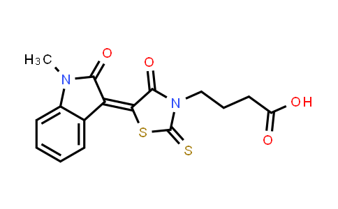 CAS No. 306322-03-2, 4-(5-(1-Methyl-2-oxoindolin-3-ylidene)-4-oxo-2-thioxothiazolidin-3-yl)butanoic acid