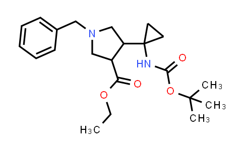 CAS No. 307976-20-1, Ethyl 1-benzyl-4-(1-((tert-butoxycarbonyl)amino)cyclopropyl)pyrrolidine-3-carboxylate