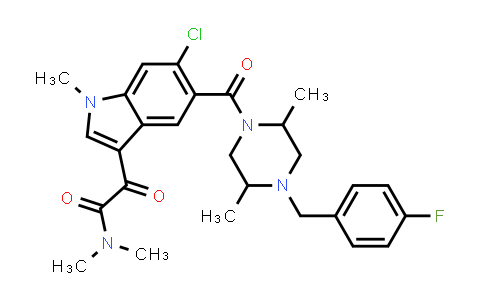 CAS No. 309913-59-5, 6-Chloro-5-[[4-[(4-fluorophenyl)methyl]-2,5-dimethyl-1-piperazinyl]carbonyl]-N,N,1-trimethyl-α-oxo-1H-indole-3-acetamide
