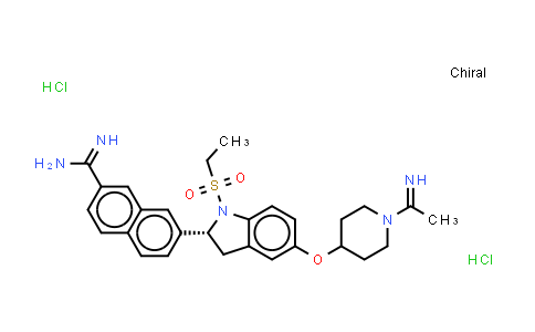 CAS No. 319450-26-5, 2-Naphthalenecarboximidamide, 7-[(2R)-1-(ethylsulfonyl)-2,3-dihydro-5-[[1-(1-iminoethyl)-4-piperidinyl]oxy]-1H-indol-2-yl]-, (Hydrochloride) (1:2)