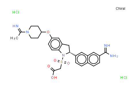 CAS No. 319450-32-3, Acetic acid, 2-[[(2R)-2-[7-(aminoiminomethyl)-2-naphthalenyl]-2,3-dihydro-5-[[1-(1-iminoethyl)-4-piperidinyl]oxy]-1H-indol-1-yl]sulfonyl]-, (Hydrochloride) (1:2)