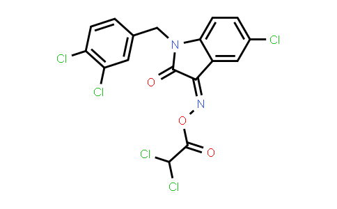 CAS No. 320420-76-6, 1H-Indole-2,3-dione, 5-chloro-1-[(3,4-dichlorophenyl)methyl]-, 3-[O-(2,2-dichloroacetyl)oxime]