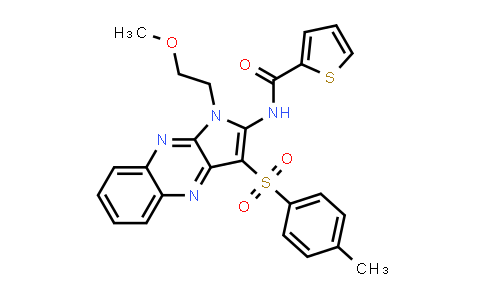 CAS No. 325724-57-0, N-(1-(2-Methoxyethyl)-3-tosyl-1H-pyrrolo[2,3-b]quinoxalin-2-yl)thiophene-2-carboxamide