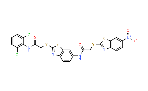 CAS No. 329071-59-2, N-(2,6-Dichlorophenyl)-2-((6-(2-((6-nitrobenzo[d]thiazol-2-yl)thio)acetamido)benzo[d]thiazol-2-yl)thio)acetamide