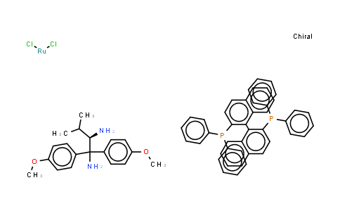CAS No. 329735-86-6, Dichloro[(R)-(+)-2,2'-bis(diphenylphosphino)-1,1'-binaphthyl][(2R)-(−)-1,1-bis(4-methoxyphenyl)-3-methyl-1,2-butanediamine]ruthenium(II)
