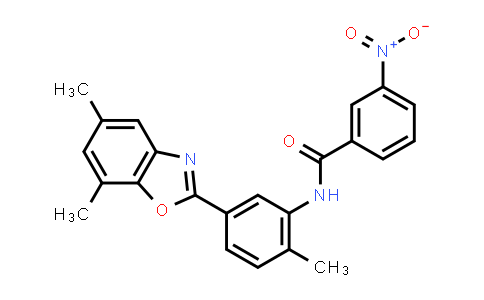 CAS No. 331417-93-7, N-(5-(5,7-Dimethylbenzo[d]oxazol-2-yl)-2-methylphenyl)-3-nitrobenzamide