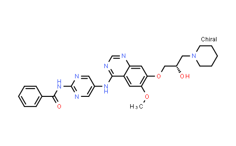 CAS No. 331788-25-1, Benzamide, N-[5-[[7-[(2S)-2-hydroxy-3-(1-piperidinyl)propoxy]-6-methoxy-4-quinazolinyl]amino]-2-pyrimidinyl]-