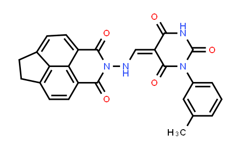 CAS No. 331844-15-6, 5-(((1,3-Dioxo-6,7-dihydro-1H-indeno[6,7,1-def]isoquinolin-2(3H)-yl)amino)methylene)-1-(m-tolyl)pyrimidine-2,4,6(1H,3H,5H)-trione