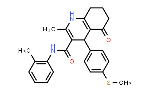 CAS No. 333420-18-1, 2-Methyl-4-(4-(methylthio)phenyl)-5-oxo-N-(o-tolyl)-1,4,5,6,7,8-hexahydroquinoline-3-carboxamide