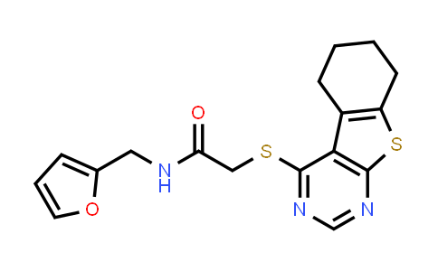 CAS No. 338424-51-4, N-(Furan-2-ylmethyl)-2-((5,6,7,8-tetrahydrobenzo[4,5]thieno[2,3-d]pyrimidin-4-yl)thio)acetamide