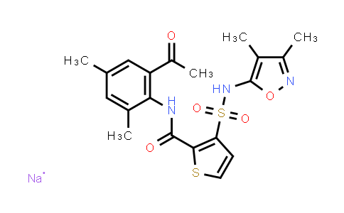 CAS No. 349453-84-5, N-(2-Acetyl-4,6-dimethylphenyl)-3-[[(3,4-dimethyl-5-isoxazolyl)amino]sulfonyl]-2-thiophenecarboxamide (sodium)