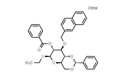 CAS No. 352008-11-8, Ethyl 2-O-benzoyl-3-O-(2-methylnaphthyl)-4,6-O-benzylidene-1-thio-β-D-glucopyranoside