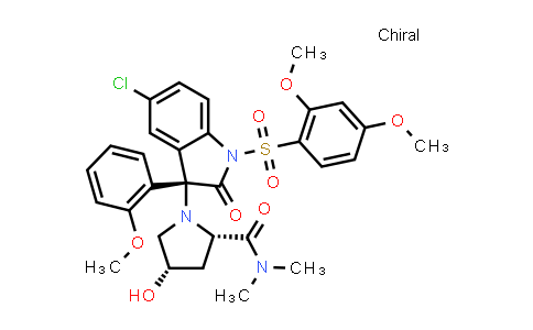 CAS No. 352277-05-5, 2-Pyrrolidinecarboxamide, 1-[(3S)-5-chloro-1-[(2,4-dimethoxyphenyl)sulfonyl]-2,3-dihydro-3-(2-methoxyphenyl)-2-oxo-1H-indol-3-yl]-4-hydroxy-N,N-dimethyl-, (2S,4S)-